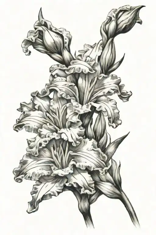 yellow gladiolus flower tattoo design idea