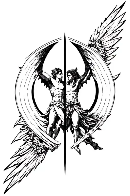 st Michael vs Lucifer tattoo design idea