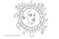 The sun in the crescent: a mind illuminated by intuition. tattoo design idea