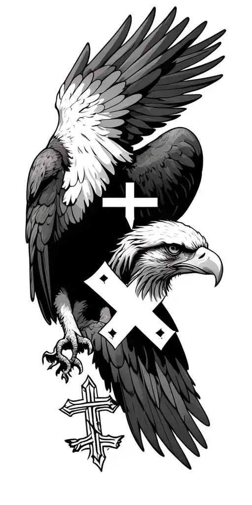 an eagle and maltese cross tattoo design idea