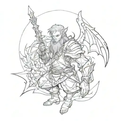 character from the game Lost Ark novel tattoo design idea