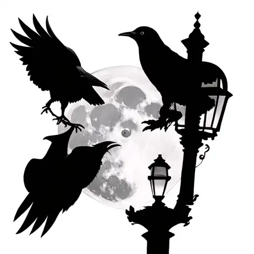 create 1 drawing with Itachi's scene on the lamppost, the moon with magenkioSharingan and 1 crow with Sharingan, both Itachi's eyes tattoo design idea