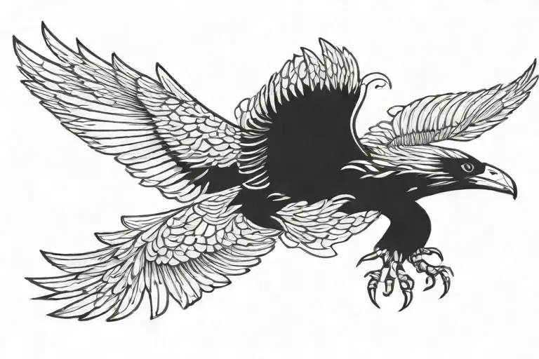 nordic raven flying tattoo design idea