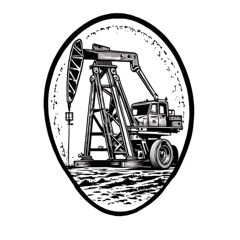 oilfield pump jack tattoo design idea