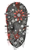 circuit board, computer, flower tattoo design idea
