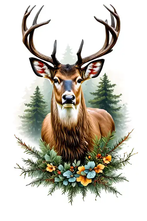 deer in The forest tattoo design idea