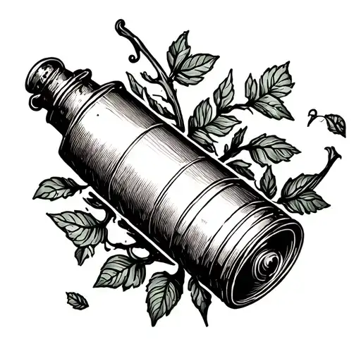 artillery shell with vines and leaves replacing the body tattoo design idea