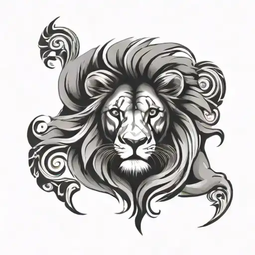 lion face surrounded tattoo design idea