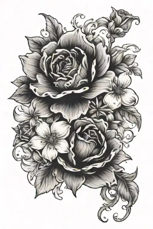 name amelia with flowers growing tattoo design idea