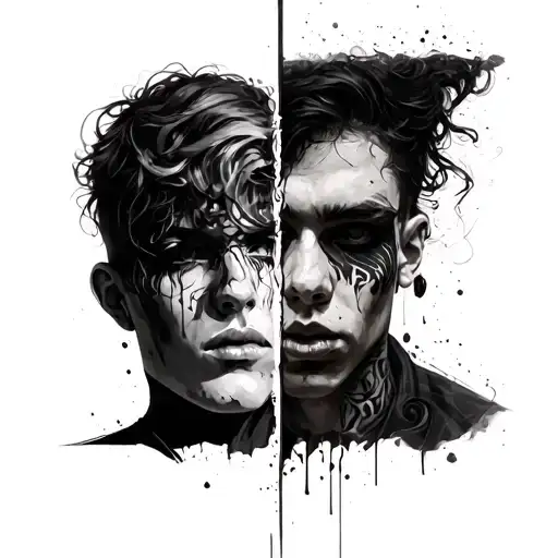 Split Personality tattoo design idea