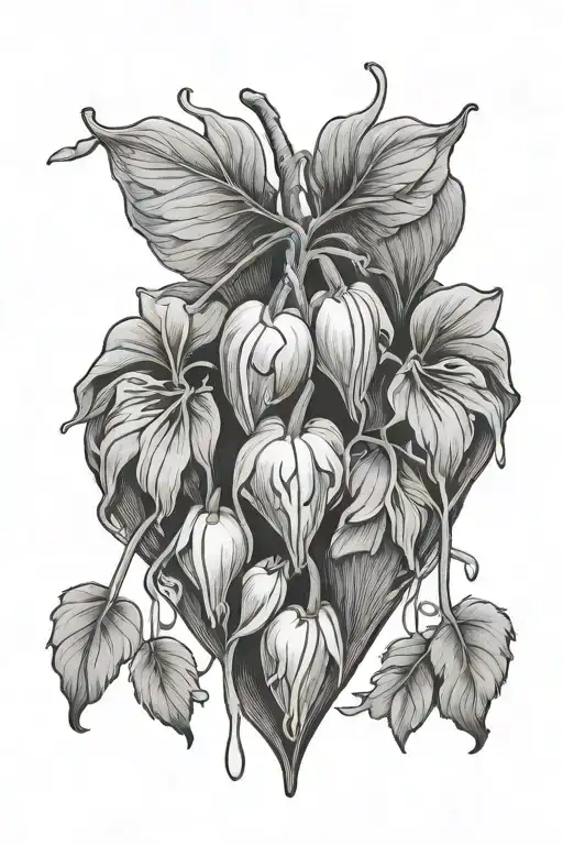bleeding heart flowers tattoo design idea