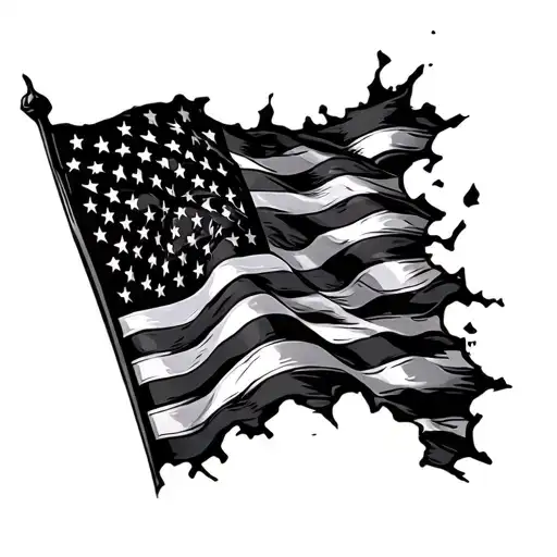 America Flag ripping with Duty Honor and service  tattoo design idea