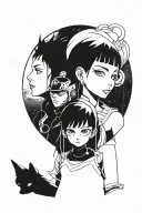 David and lucy from cyberpunk edgerunners on the moon tattoo design idea