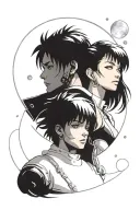 David and lucy from cyberpunk edgerunners on the moon tattoo design idea