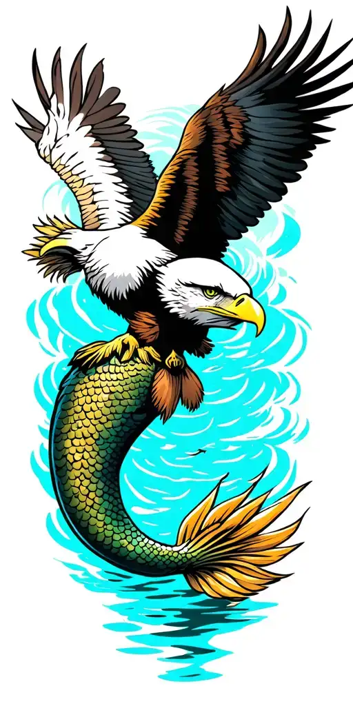 bald eagle pirate lagoon  mermaids tattoo design idea