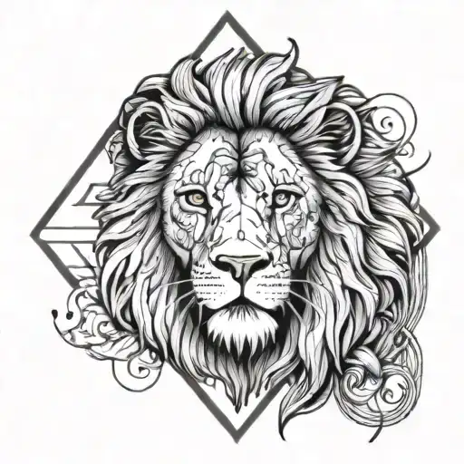 A lion smoking a cigarette around me, triangle and rhombus designs for a tattoo on the arm tattoo design idea