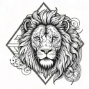 A lion smoking a cigarette around me, triangle and rhombus designs for a tattoo on the arm tattoo design idea