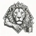 A lion smoking a cigarette around me, triangle and rhombus designs for a tattoo on the arm tattoo design idea