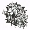 A lion smoking a cigarette around me, triangle and rhombus designs for a tattoo on the arm tattoo design idea