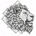 A lion smoking a cigarette around me, triangle and rhombus designs for a tattoo on the arm tattoo design idea