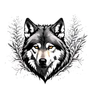 wolfs head surrounded tattoo design idea