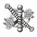 A barber pole intertwined with an infinity symbol to represent family loyalty tattoo design idea