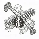 A barber pole intertwined with an infinity symbol to represent family loyalty tattoo design idea