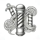 A barber pole intertwined with an infinity symbol to represent family loyalty tattoo design idea