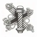 A barber pole intertwined with an infinity symbol to represent family loyalty tattoo design idea