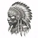 African Warrior With Native American headress tattoo design idea