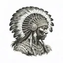 African Warrior With Native American headress tattoo design idea