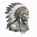 African Warrior With Native American headress tattoo design idea