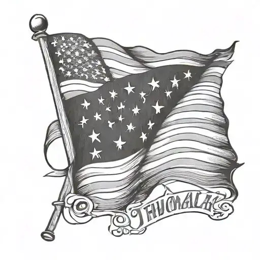 American flag with Thomas uzialko written inside tattoo design idea