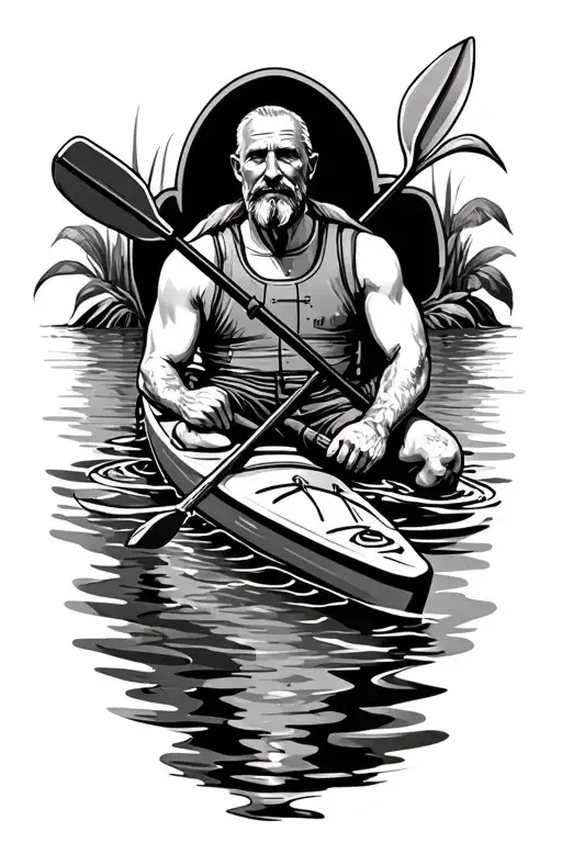 water kayak memorial uncle tattoo design idea