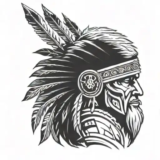 bow arrow chieftain's headdress tattoo design idea