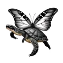Turtle And Butterfly tattoo design idea