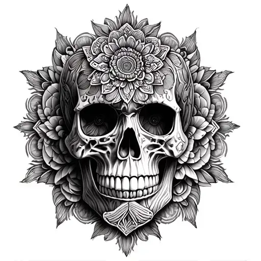 Skull mandala design incorporating tattoo design idea