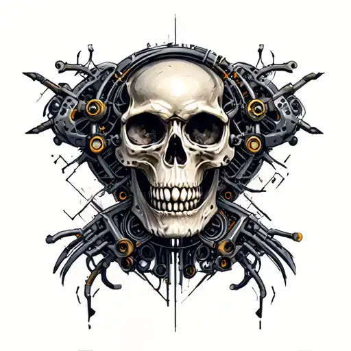 Bio mechanical skull tattoo design featuring tattoo design idea