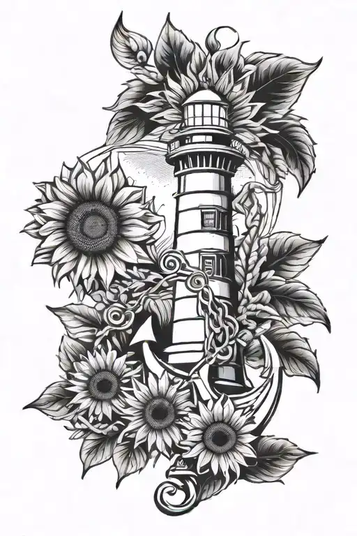Anchor, Lighthouse, Sunflower tattoo tattoo design idea