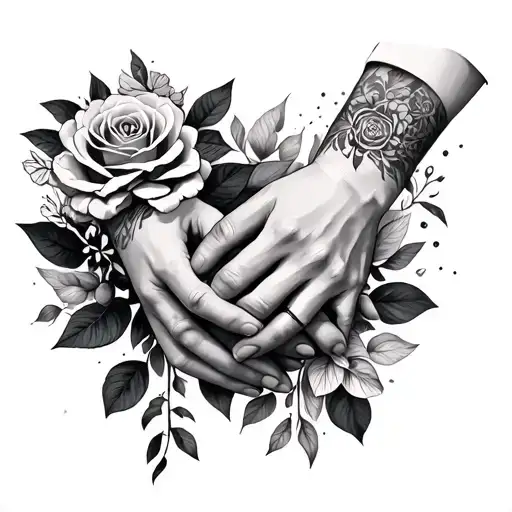 couple holding hands holding tattoo design idea