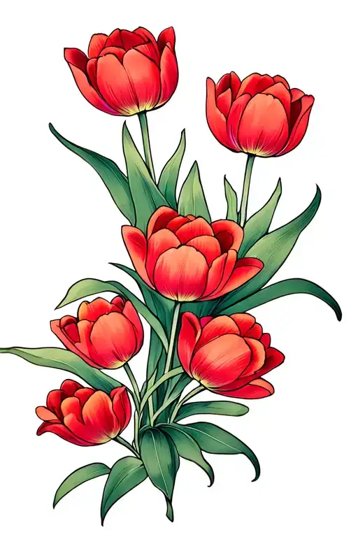 sleeve tulip flowers tattoo design idea