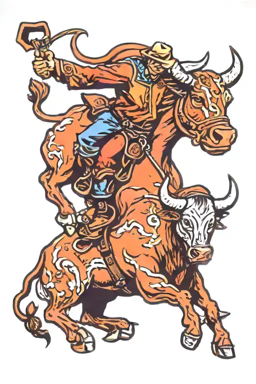bull and bull rider tattoo design idea