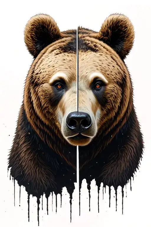 Syrian Bear Half Face tattoo design idea
