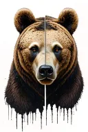 Syrian Bear Half Face tattoo design idea