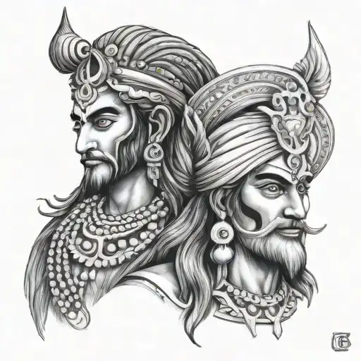 lord shiva and baba deep singh tattoo design idea