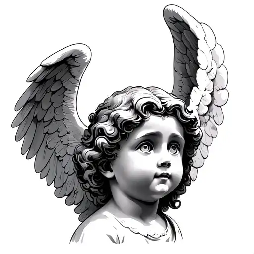 Angel cherub with eyes tattoo design idea