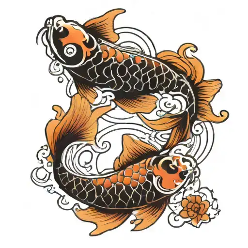 koi fish yin yang symbol tattoo design idea
