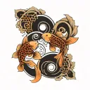 koi fish yin yang symbol tattoo design idea