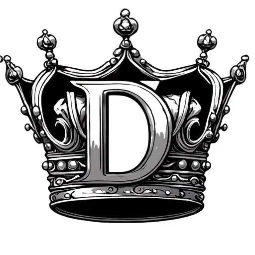 Crown with letter D inside tattoo design idea