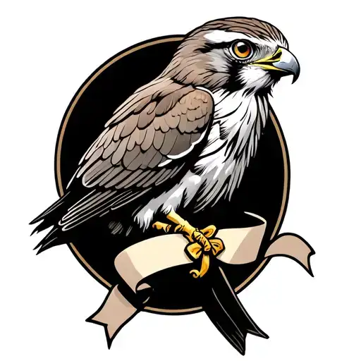 kestrel carrying ribbon tattoo design idea